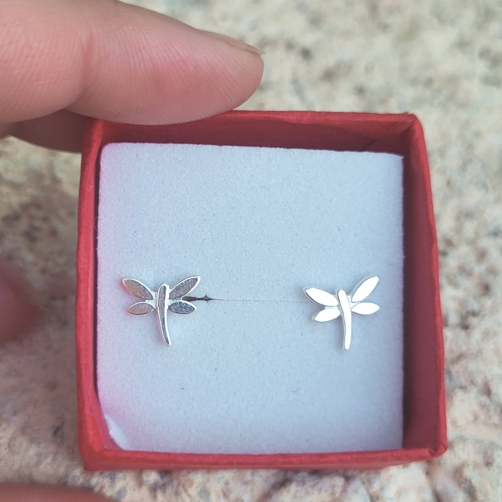 925 Italian Silver Dragonfly Stud Earrings
